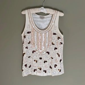 Lucky Brand Beaded Silk Blouse